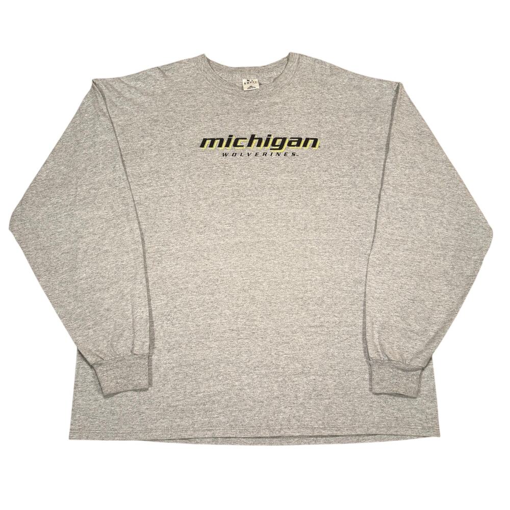 Vintage Michigan University Wolverines Gray  Long Sleeve Shirt Size 2XL USA